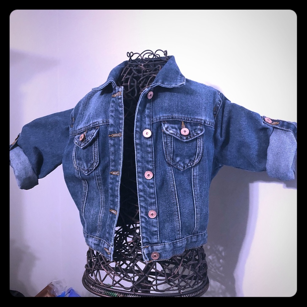 Cropped Denim 3/4 Sleeve Jacket